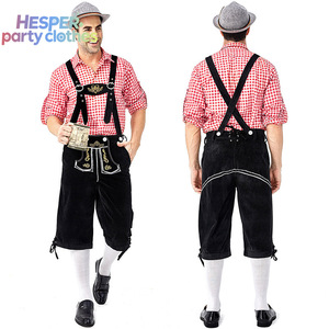 Ensemble traditionnel allemand pour homme HESPER pour l'Oktoberfest, chemise à carreaux, salopette brodée avec chapeau, tenue de scène - Product Image 2