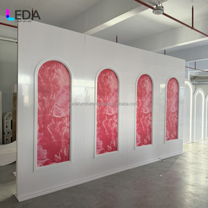 Fondo de boda de arco rosa de lujo Popular LEDA, decoración ajustable forrada en oro para eventos de boda - Product Image 6