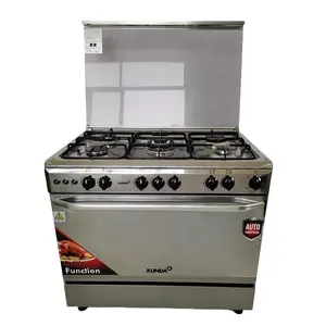 Xunda peralatan dapur, peralatan dapur 90cm kompor Gas berdiri 5 tungku Gas dengan Oven dan panggangan