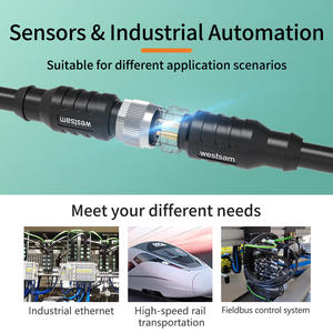 สายไฟเซ็นเซอร์อุตสาหกรรม M12 T Code กันน้ำ IP68ขั้วต่อไฟฟ้าแบบไม่มีฉนวน4ขาพร้อมสาย PVC - Product Image 3