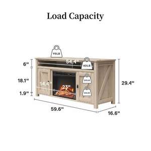 QSZEN 60 pouces meuble <span class=keywords><strong>TV</strong></span> avec cheminée électrique 23 pouces Style moderne bois et matière plastique <span class=keywords><strong>pour</strong></span> RV salon salle à manger - Product Image 5