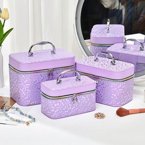Bowknot Print PU Zipper Portable Lightweight Large Capacity Waterproof Fashion <b>Makeup</b> Bag Travel Cosmetic Organizer <b>Case</b> - Product Image 4