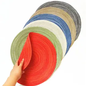 Placemats Easy Clean Kitchen Dinner Table Mats Washable Woven Vinyl Placemats,European bamboo knot weave Washable Table Mat