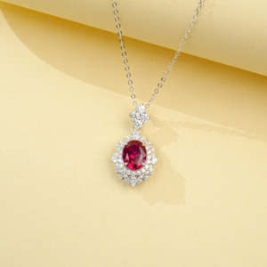 925 silver cultivated <b>ruby</b> pendant <b>necklace</b> - Product Image 3