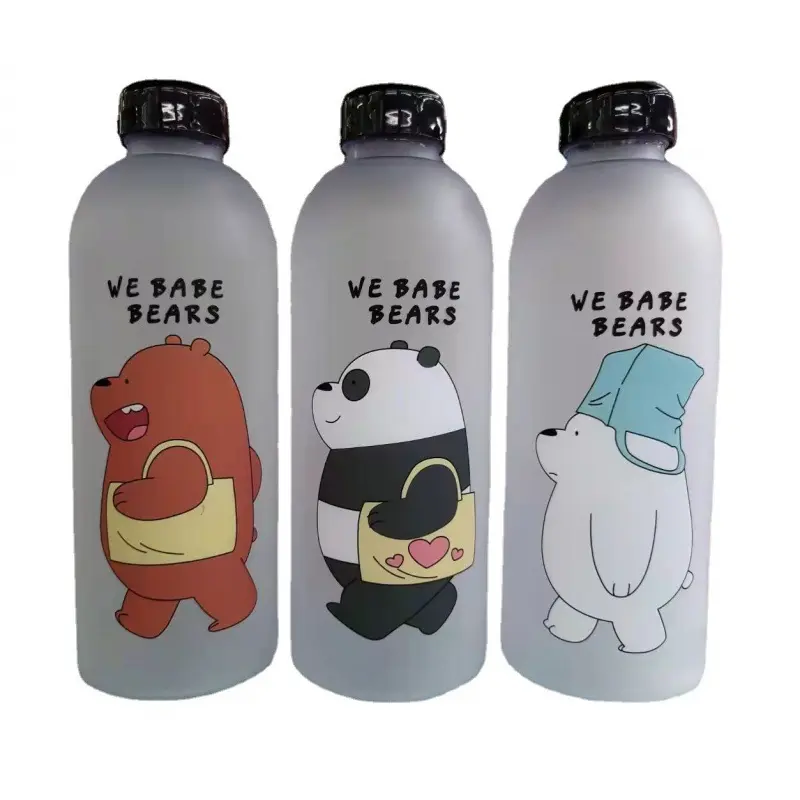 1000Ml Kerst Waterflessen Met Rietje Transparant Cartoon Waterfles Drinkwaren Matte Lekvrije Proteïne Shaker