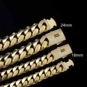Dây chuyền mạ vàng 14K/18K cao cấp, kiểu dáng dây Cuban chắc chắn, trang sức Hip Hop, khóa kim cương, kiểu Miami Monaco - Product Image 4