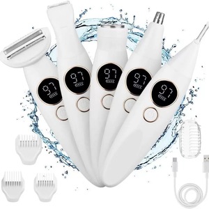 Depiladora Eléctrica 5 en 1 Indolora para <span class=keywords><strong>Mujer</strong></span>, Recortadora de Vello Facial, Afeitadora para Uso en Seco y Húmedo, Recortadora de Bikini, Depilación del Vello Púbico, Set de Depiladoras Portátiles - Product Image 1