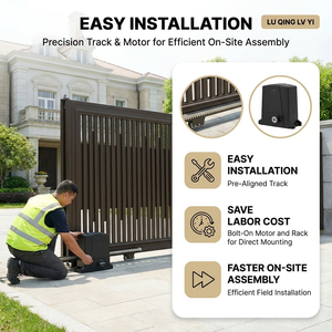 Puerta Corredera Automática <span class=keywords><strong>de</strong></span> Aluminio, Moderna, con Lamas Verticales, Puerta Eléctrica para Entrada <span class=keywords><strong>de</strong></span> Vehículos para Villa, con Motor y Control Remoto - Product Image 4
