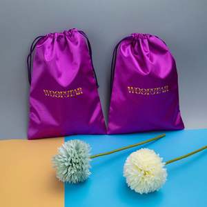 Sacs en satin recyclables avec cordon de serrage, sac à main pour perruque, chaussures de danse, logo personnalisé pour le stockage de cadeaux, protection contre la poussière pour l'emballage - Product Image 5