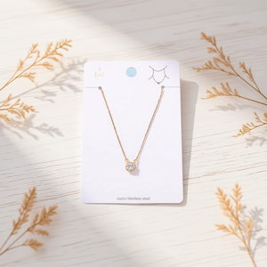 Collar de diamantes redondos, cadena de acero inoxidable, colgante elegante, joyería, accesorio de moda para mujer - Product Image 2