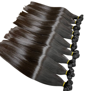 Extensiones de cabello Remy virgen de alta calidad de 100g, hueso de trama Premium recto con trama doble, Color natural crudo, precio al por mayor - Product Image 1