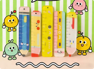 Linda regla de medición recta de acrílico transparente con degradado, diseño de estrella hueca y patrón de piano, estilo Kawaii - Product Image 6