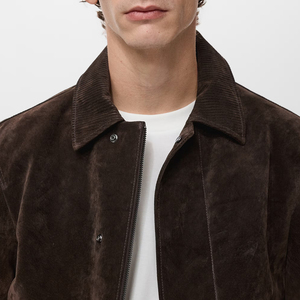 Zipper Closure Streetwear Style Leather <b>Jacket</b> High Selling Long Sleeved Premium Quality Made <b>Men</b> <b>Suede</b> Leather <b>Jacket</b> - Product Image 4