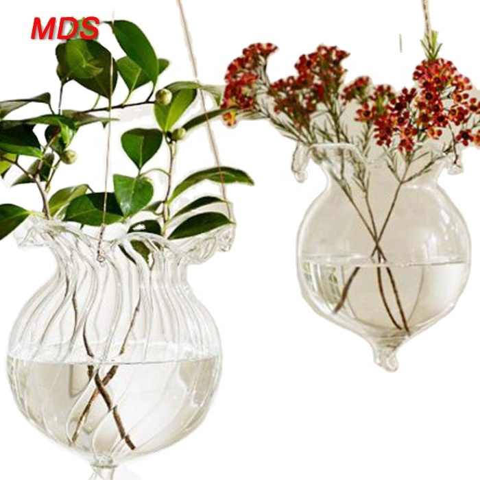 Hanging Cheap Flower Lotus Leaf Glass Vases Centerpieces for Living Room