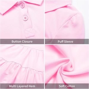 Vestido Polo de Piqué para Niñas, Manga Corta, Uniforme Escolar, Tejido de Algodón - Product Image 5