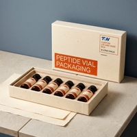 Boîte rigide personnalisée en papier spécial blanc avec couvercle et base pour flacons de peptides, 6 flacons, doublure en éponge, impression offset, soins personnels