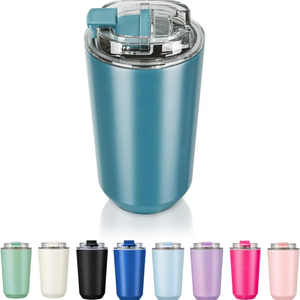 Vaso Térmico de Acero Inoxidable de 10oz/14oz con Logotipo Personalizado, Tapa Abatible Antiderrames, Taza de Viaje - Product Image 1