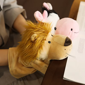 Marioneta de Mano de León de Peluche Suave y Creativa y Marionetas de Dedo de Animales de Granja con Algodón PP Esponjoso, Juguete Adorable para Niños, Juegos de Rol - Product Image 5