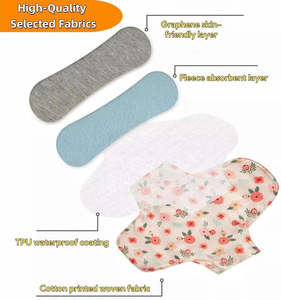 Serviettes hygiéniques réutilisables en coton de graphène 18*18cm, propriétés antibactériennes, <span class=keywords><strong>protection</strong></span> contre l'<span class=keywords><strong>incontinence</strong></span>, design à ailettes, <span class=keywords><strong>protection</strong></span> contre les fuites - Product Image 4