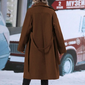 Nouveauté Automne/Hiver Manteau en Laine Double Boutonnage pour Femme avec Ceinture à Nouer Tendance - Product Image 2