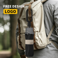 Parapluie pliant portable mains libres avec impression de logo personnalisé, boucle automatique, protection UV triple, vente en gros