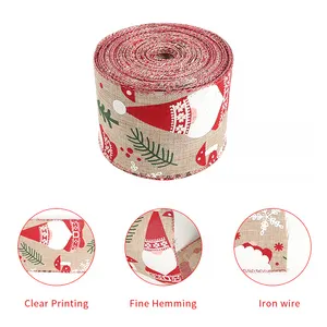 Duoyou China Manufacturing Printed Holiday Craft Bow Xmas Wholesale Christmas Wired Ribbon for Crafts