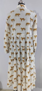 100% fait à la main coton femmes robe beau tigre imprimé blanc léger intelligent décontracté vêtements de plage bouton décoration naturel - Product Image 4