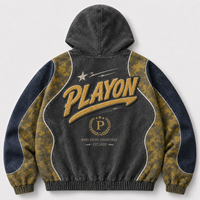 Blouson Bomber Zippé Homme Vintage Délavé avec Panneaux Camouflage Style Universitaire Streetwear – Vente en Gros OEM ODM Marque Privée