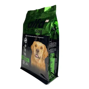 15Kg 20Kg Stand Up sacchetto Custom lato tassello fondo piatto chiusura lampo cibo per animali domestici sacchetto di imballaggio