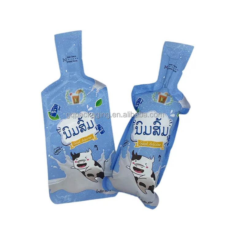 OEM Juice Injection Pouch Custom Design Getränke verpackungs tasche Speziell geformter Weich plastik für Joghurt getränke