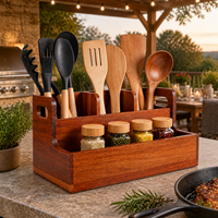 Estante de Almacenamiento de Madera de Dos Niveles de Primera Calidad, Organizador de Utensilios de Cocina y Especias para Encimera