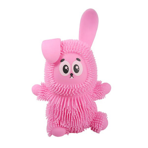 Jouet à presser en forme de lapin rose respectueux de l'environnement, doux et moelleux, peluche anti-stress - Product Image 3