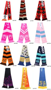Custom 100% Acrylic Made Scarf Football Scarf Knitted For Football Clubs Adult Jacquard Long Plain Dyed Custom Sizes