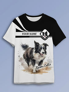<span class=keywords><strong>T</strong></span>-shirt de sublimation MARKAKRALI personnalisable avec votre nom, texte et motif <span class=keywords><strong>Border</strong></span> <span class=keywords><strong>Collie</strong></span> aquarelle pour un style unique - Product Image 4
