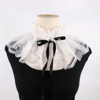 Collier de robe détachable en dentelle rouge avec broderie florale, à nouer devant, pour la décoration de robes