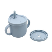 Gobelet à collation anti-fuite en silicone pour bébé, récipient alimentaire, tasse à bec pour tout-petit avec couvercle et paille