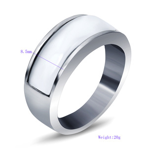 Bague unisexe géométrique en acier inoxydable blanc bleu noir pour usage quotidien CG1309 - Product Image 5