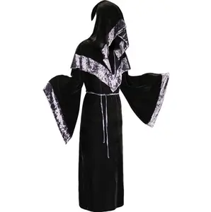 Factory supplier cosplay costume hooded robe cloak gold velvet cloak performance costume