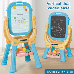 Ayarlanabilir çift taraflı 360-degree dönen 3 1 çizim uzun bacaklar ile oyuncak seti plastik şövale DIY sanat kurulu çocuklar için - Product Image 2