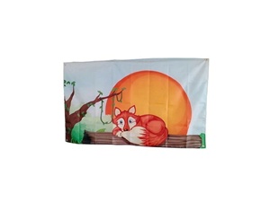 Bandera de <span class=keywords><strong>Zorro</strong></span> Adorable de 150cm x 90cm, Gran Calidad, Impermeable, Duradera, Impresión Digital en Poliéster, Decoración para Fiestas Temáticas de Zorros - Product Image 1