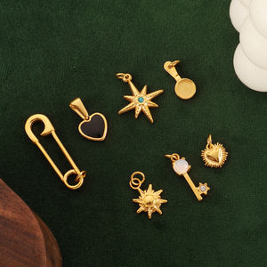 Olivia Acero inoxidable corazón circón North Star Charm Pvd 18K chapado en oro sol caramelo broche moda colgante para hacer DIY - Product Image 3