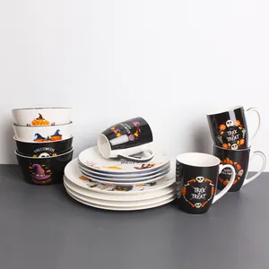 西班牙风格欧式30pcs精美骨瓷餐具方形圆形陶瓷盘餐具餐盘餐具