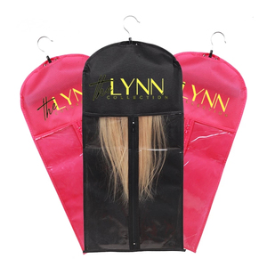 Portable Wig Hair Extension Storage Bags With Hanger Wigs Carrier Hair Package Bag With Logo For Store