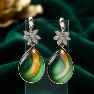 Pendientes Colgantes Clásicos Nuevos Hechos a Mano de Plata de Ley AAA Verde con Baño de Rodio para Mujer, Joyería de Moda con Engaste de Tarjeta, Ideales para Fiestas - Product Image 4
