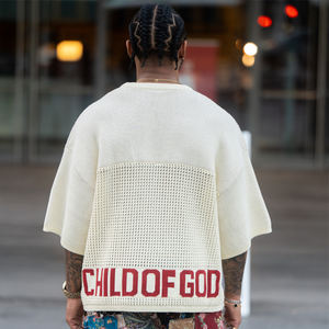 Logo personalizzato OEM ODM Design lettera <span class=keywords><strong>Jacquard</strong></span> maglione a manica corta maglia da calcio maglia uncinetto maglia maglia da uomo - Product Image 2