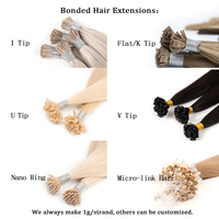 Extensions de cheveux naturels russes vierges pré-collées en gros, extensions de cheveux humains à pointe plate K