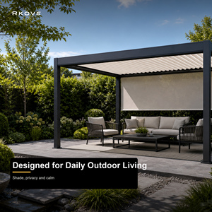 Pergola de jardin motorisée intelligente RKOVE en aluminium avec écran zip, abri de luxe haut de gamme pour patio et jardin extérieur - Product Image 5