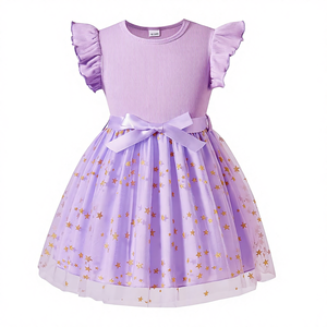 Gaun Tulle Anak Perempuan Balita Gaun Tutu Kasual Putri Pesta Ulang Tahun Tanpa Lengan Ruffle Musim Panas Bayi Perempuan Pola Bintang 2-7 Tahun - Product Image 1
