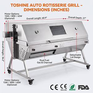 Asador Grande para Barbacoa de 1548 mm, Acero Inoxidable 304, Tapa Desmontable, 50% de Ahorro en Transporte, Gas/Carbón, CE-EMC CE-LVD - Product Image 3