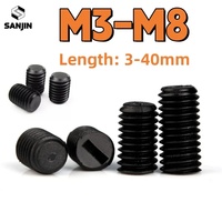 Vis sans tête à fente, métrique, M3-M8, tête en nylon noir, isolée, à extrémité plate, vis de fixation